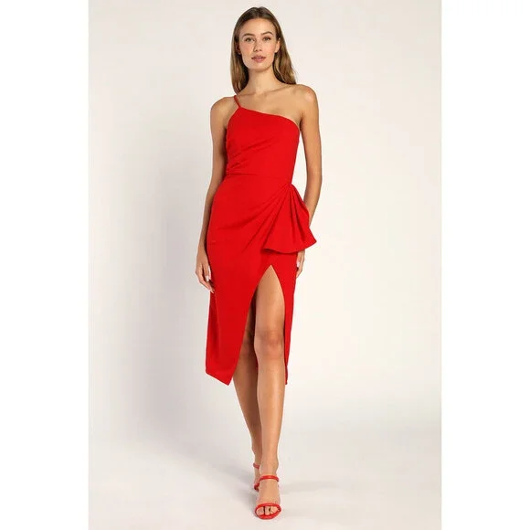 lulus red midi dress Reinette Wine Red Midi Dress